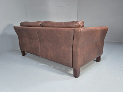 Vintage Danish Two Seater Settee in Brown Leather 1970s Danish Retro EB8351 M2SS13