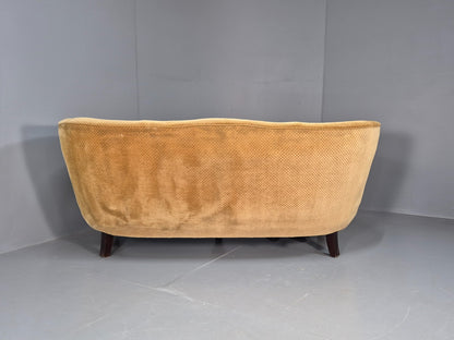 Vintage Danish Banana Sofa Gold Velour Carved Legs 1920s Antique Eb8055 V3SS17