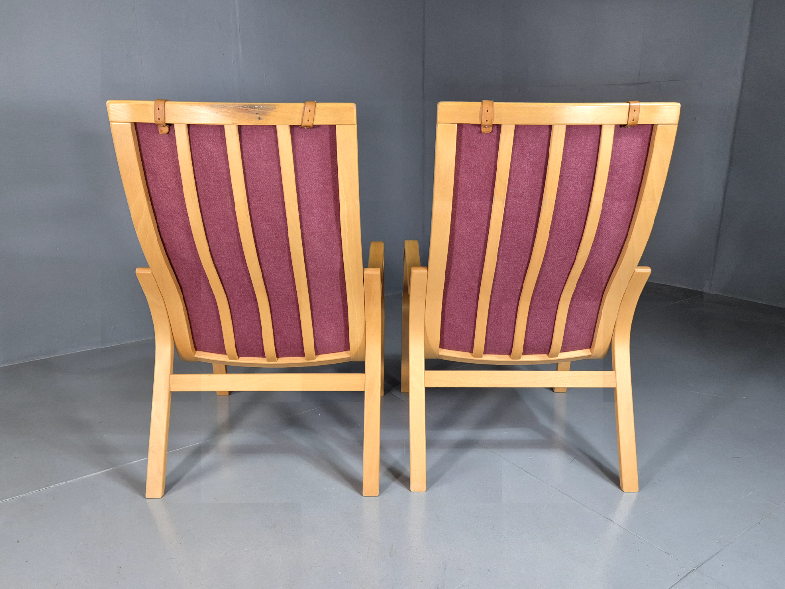 2 Vintage Danish Lounge Chairs Pink Bentwood Ostergaard Retro MCM EB7220 MBEN - UKDK FURNITURE