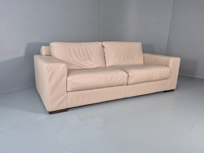 Vintage Natuzzi 2 Seat Sofa Cream Leather Modern Design EB11650 M2SS0