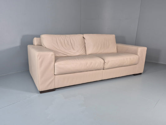 Vintage Natuzzi 2 Seat Sofa Cream Leather Modern Design EB11650 M2SS0