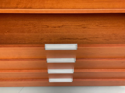 Vintage Cherry Chest Of Drawers Aluminium Details 1980s Design EB9809 MWOO - UKDK FURNITURE