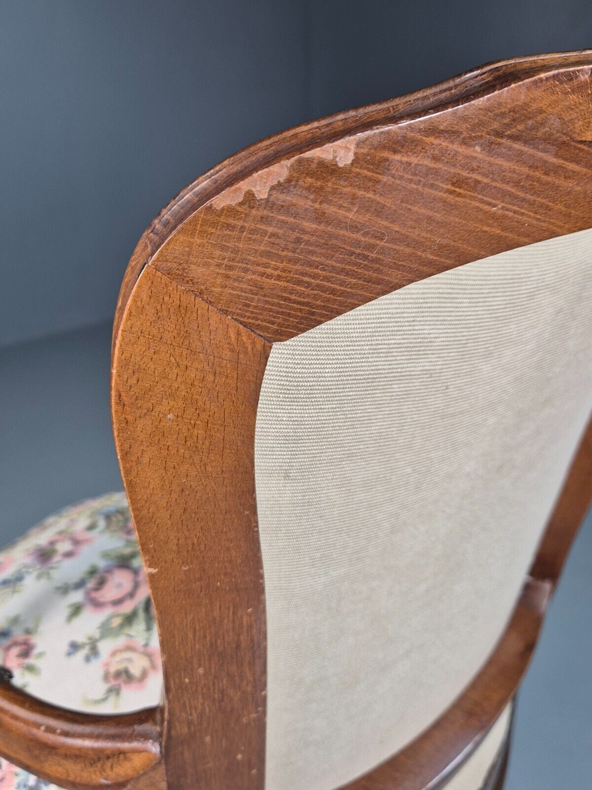 Vintage Danish Lounge Chair Fauteuil Floral Tapestry Hardwood Retro EB8083 VCAR - UKDK FURNITURE