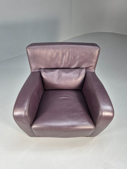 A Vintage Ligne Roset Jonathan Burgundy Leather Club Chair EB9458 MNOR - UKDK FURNITURE