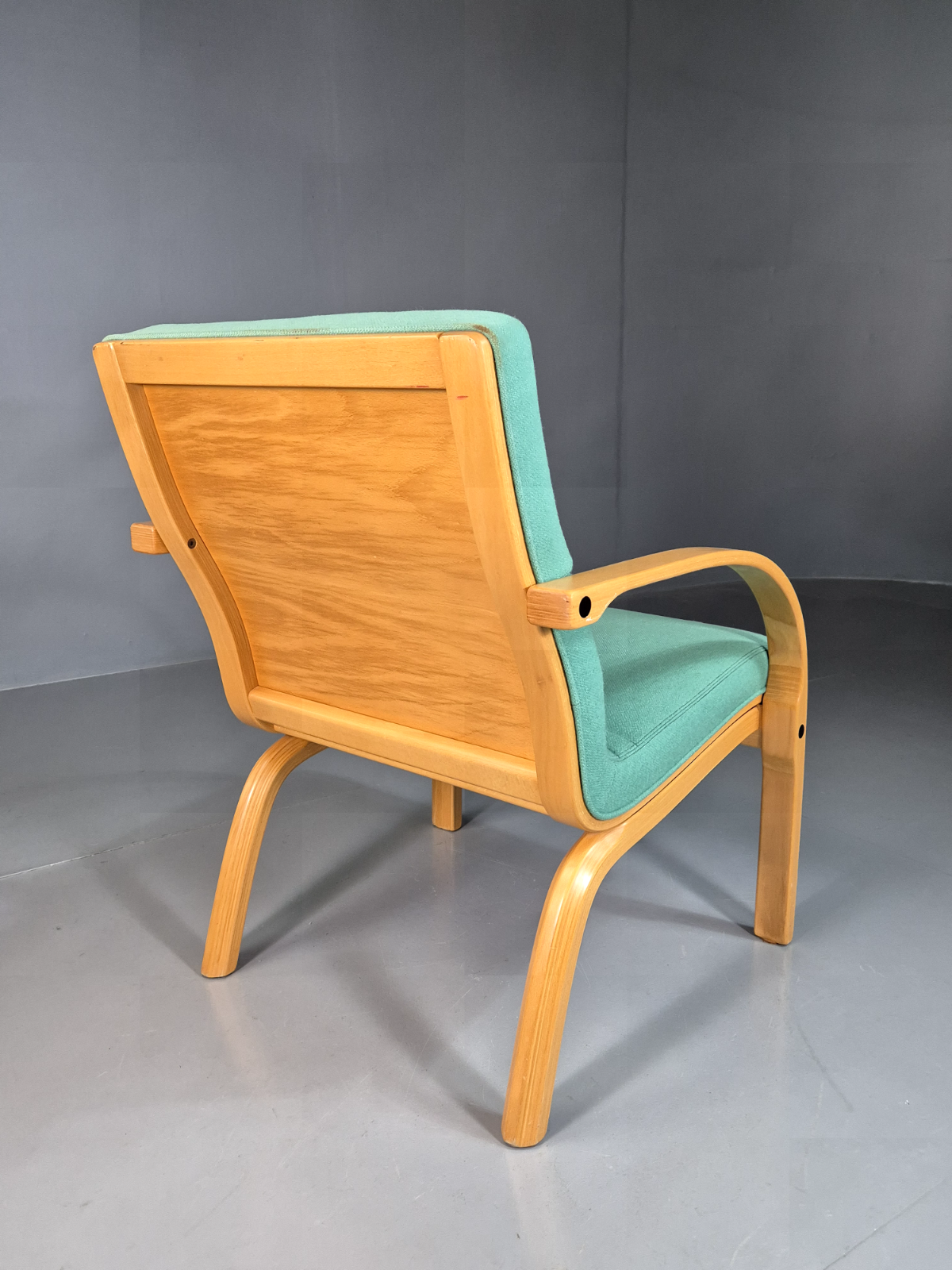 Vintage Danish Lounge Chair Mint Wool Bentwood 1980s Retro EB7352 MBEN7
