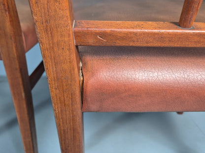 4 Gordon Russell Teak Dining Chairs Brown Vinyl 1960s Retro MCM EB9681 MDIN - UKDK FURNITURE