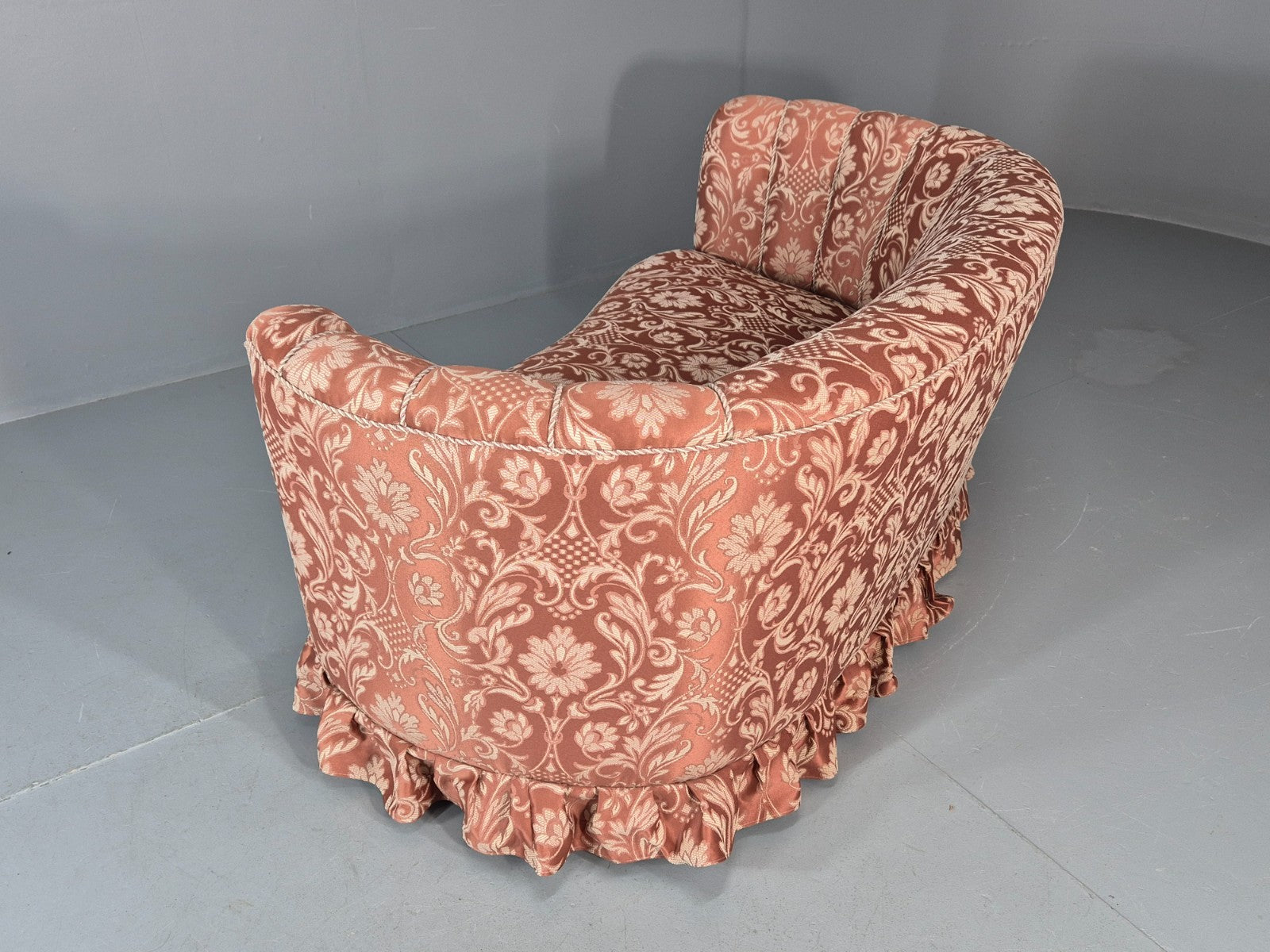 Vintage Danish Banana Sofa 1930s Art Deco Floral Pink Upholstery EB11410 V2SS14