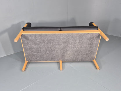 Vintage Two Seater Settee Black Leather Stickback Nielaus Retro MCM EB11407 M2SS8