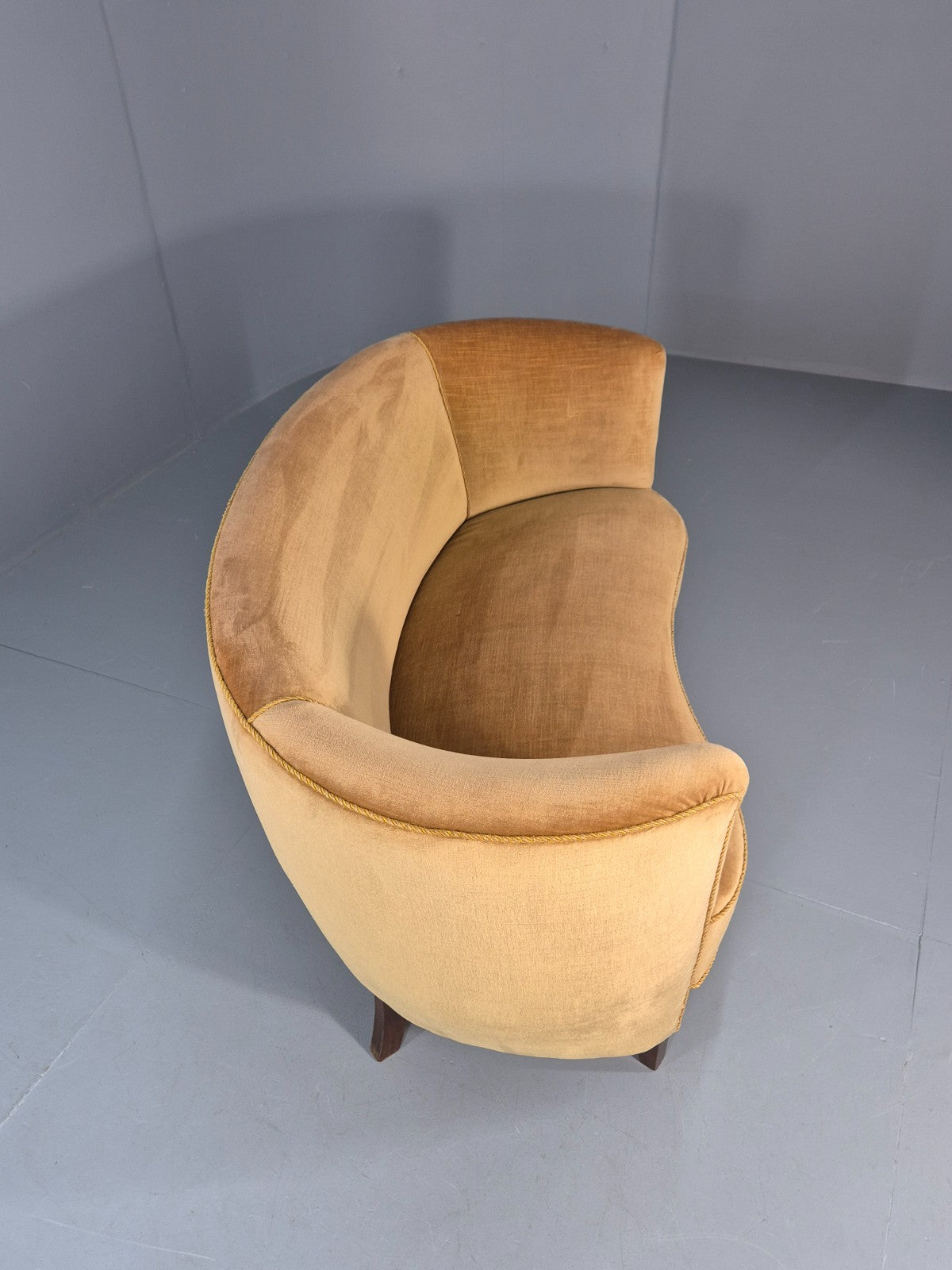 Classic Two Seater Danish Curved Banana Sofa 1930s Art Deco Gold  EB10791 M2SS10