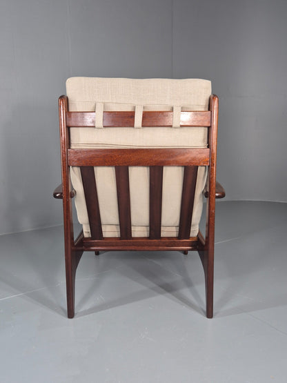 Vintage Mid Century Teak Lounge Chair Danish 1970s New Upholstery EB11138 MNOR11
