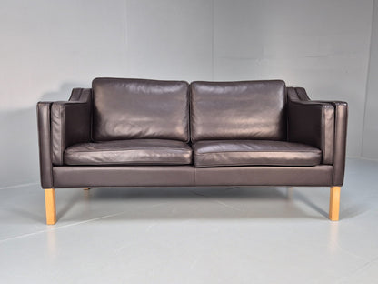 Mid Century Two Seater Sofa Danish Black Leather Mogensen Vintage  EB10107 M2SS5