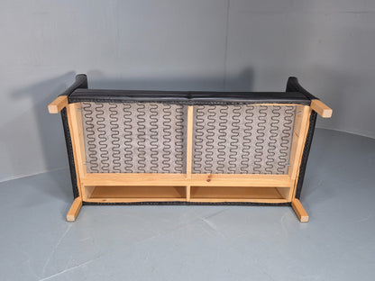 2 Seat Sofa Vintage Danish Black Leather 1970s Retro MId Century EB10112 M2SS7