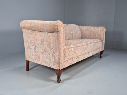 Vintage Danish Pink Cut Floral Velour Cottage Settee 1930s Antique EB9563 V3SS - UKDK FURNITURE