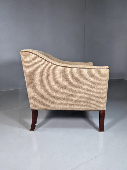 Vintage Danish Lounge Chair Brown Cream Wool 1980s Retro MCM EB7330 MNOR - UKDK FURNITURE