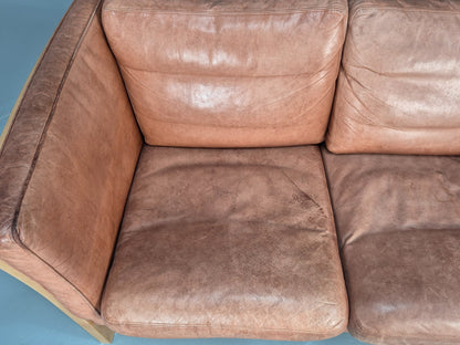 Mid Century Stouby Two Seater Settee Beech Ends Retro 1970s EB10097 M2SS8