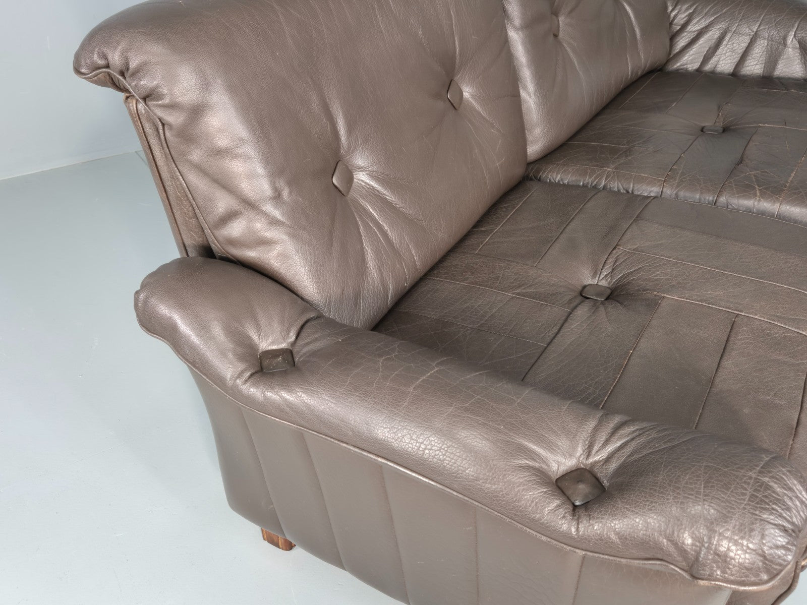 Vintage 2 Seater Sofa Danish Brown Leather Mid Century Retro 1970s EB11929a M2SS13