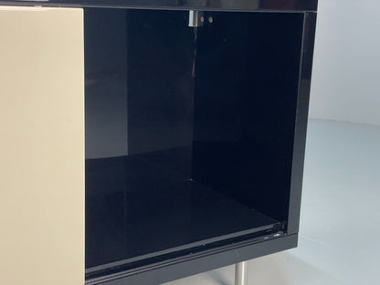Modern Gloss Black Media Unit With Metal Legs Contemporary Storage EB8661 MWOO - UKDK FURNITURE
