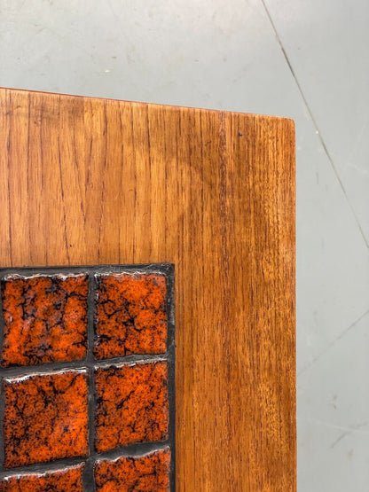 Vintage Danish Teak and Tile Top Coffee Table 1970s Retro Orange EB6890 MWOO - UKDK FURNITURE
