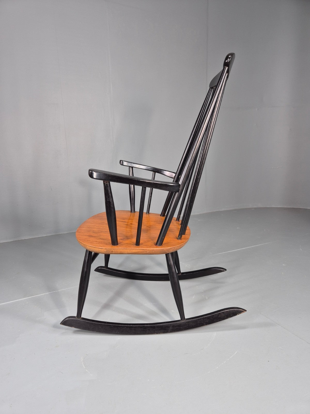 Vintage Ilmari Tapiovaara Rocking Chair Teak Beech Asko MCM Retro EB11849 MNOR7