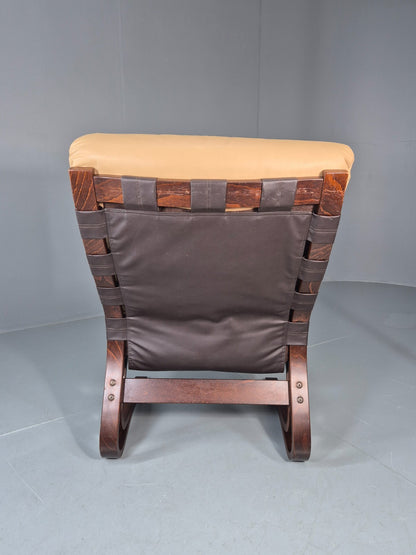 Vintage Leather Bentwood Armchair  Midcentury Norway Skyline Retro EB9912 MBEN7
