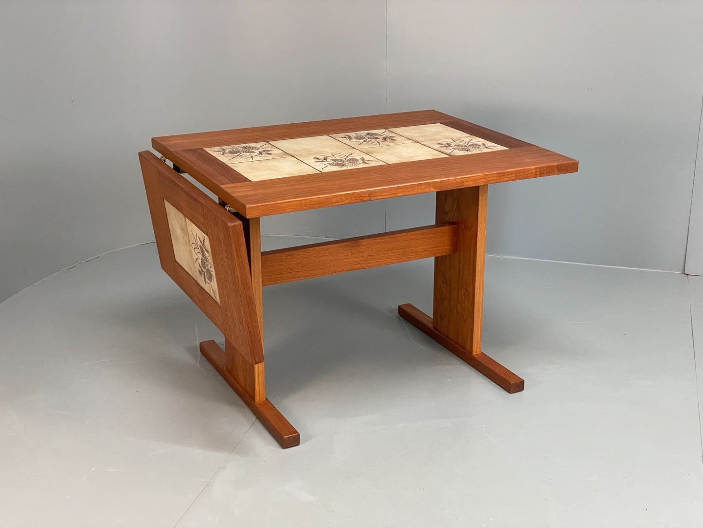 Vintage Teak Dining Table Tile Topped Danish Drop Leaf 1980s EB11563 MWOO0