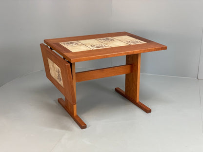Vintage Teak Dining Table Tile Topped Danish Drop Leaf 1980s EB11563 MWOO0