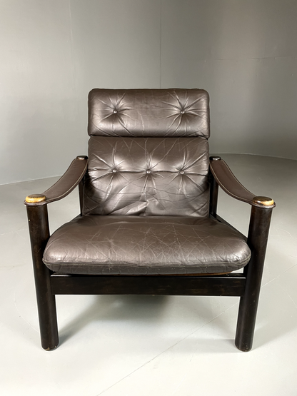 Vintage Danish Lounge Chair Brown Leather Jeki Gehl Retro MCM EB6082 MNOR2