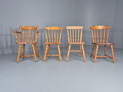 Harlequin set of 4 Vintage Pine Dining Chairs 1980s Retro EB11744 VDIN3