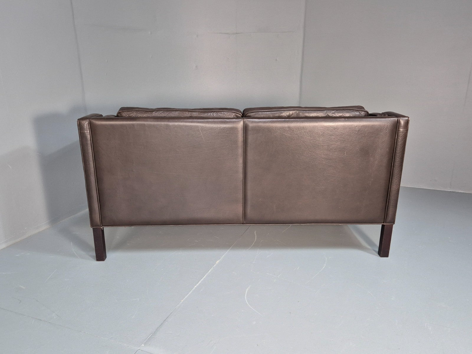 Midcentury Two Seater Sofa Brown Leather Vintage Danish 1970s Retro EB10101 M2SS16