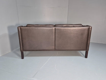 Midcentury Two Seater Sofa Brown Leather Vintage Danish 1970s Retro EB10101 M2SS16