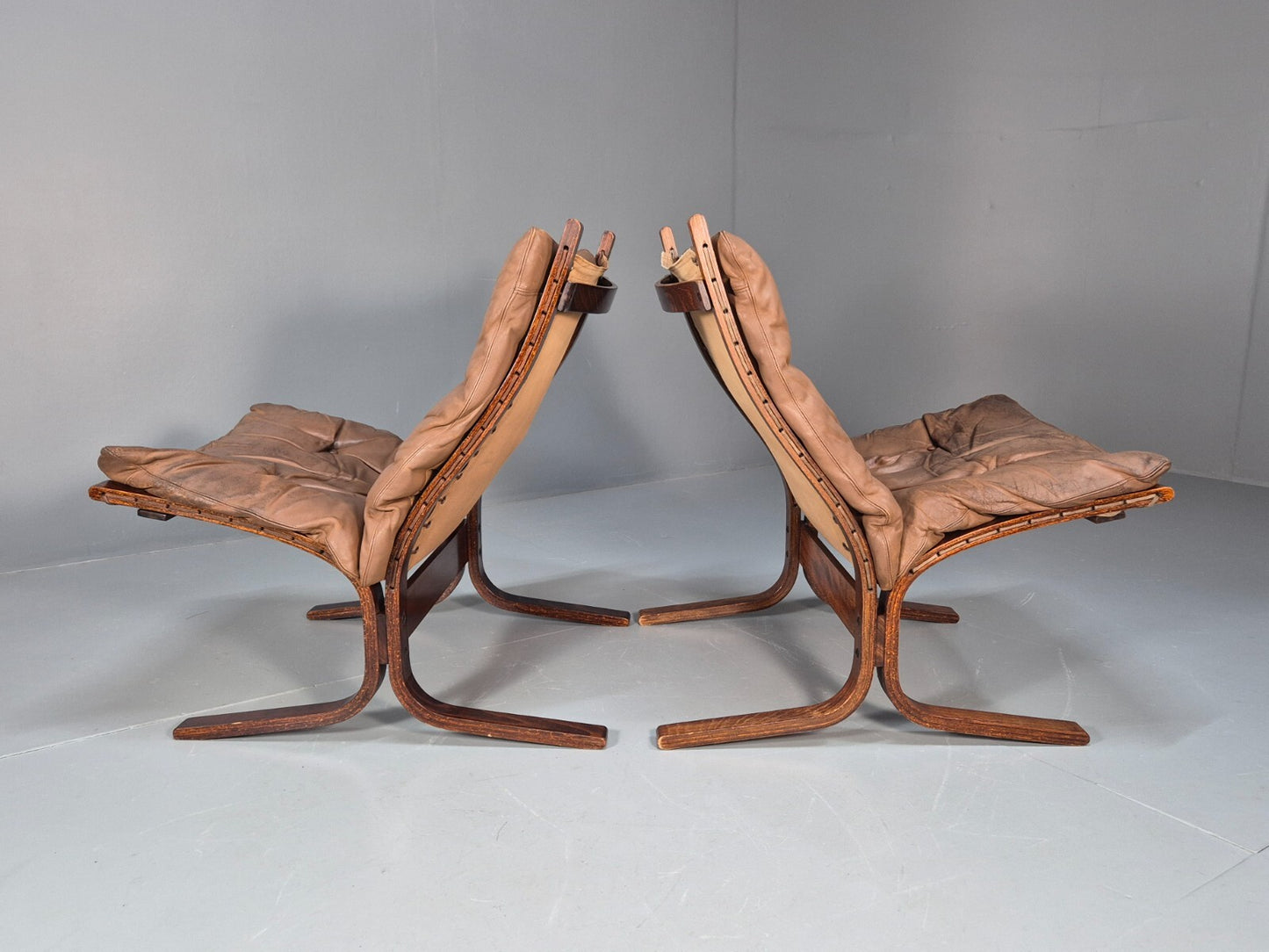 Vintage Brown Leather Bentwood Siesta Chairs Westnofa Ingmar Relling EB9324 MBEN - UKDK FURNITURE