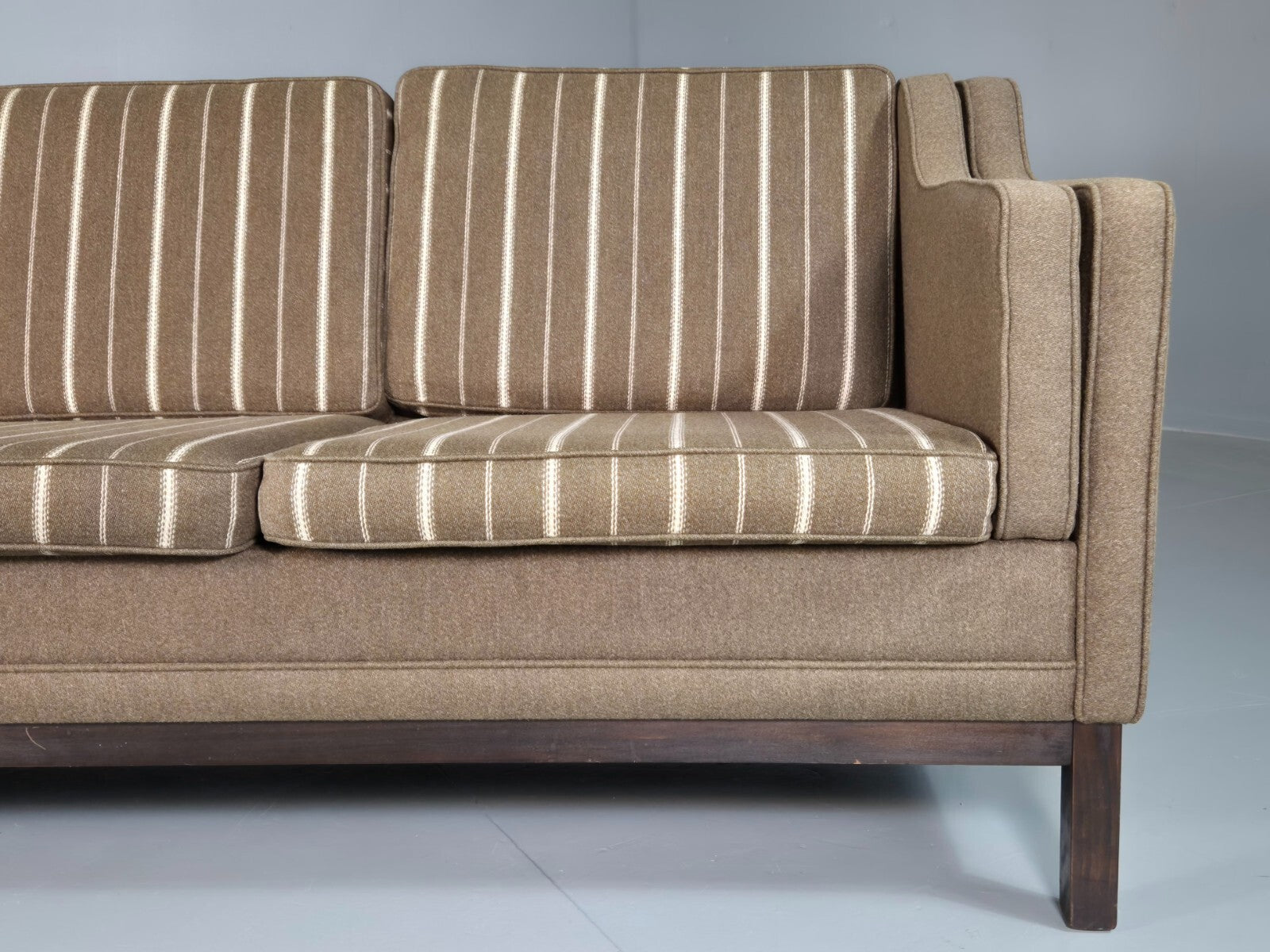 3 Seat Sofa Vintage Danish Khaki Wool Upholstery Mogensen Retro MCM EB7266 M3SS5