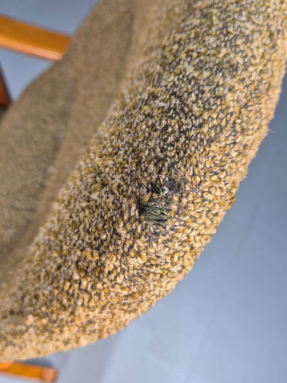 Mid Century Rocking Chair Olive Brown Wool Fabric Beech Frame 1950s EB9595 MNOR - UKDK FURNITURE