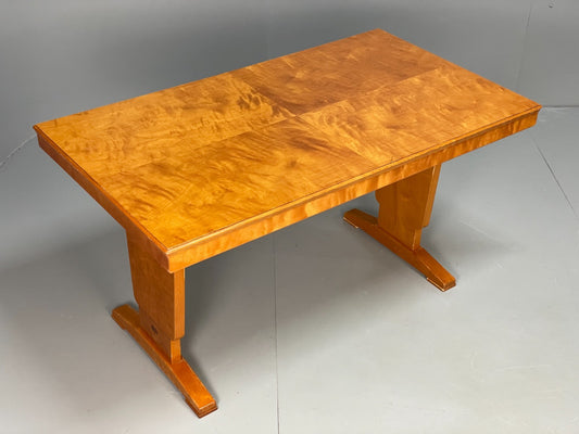 Art Deco Dining Table 1950s Swedish Birch Leaf Inlay Vintage EB11178 MWOO1