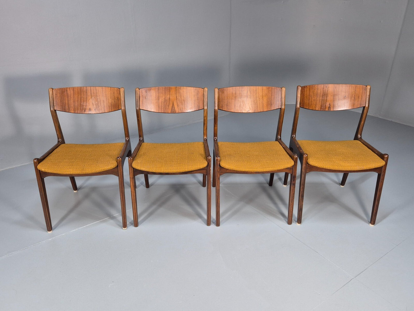 4 Vintage Danish Farso Stolefabrik Walnut Orange 19060s MCM EB9537 MDIN - UKDK FURNITURE