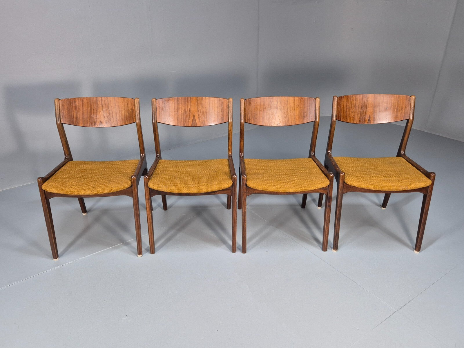 4 Vintage Danish Farso Stolefabrik Walnut Orange 19060s MCM EB9537 MDIN - UKDK FURNITURE