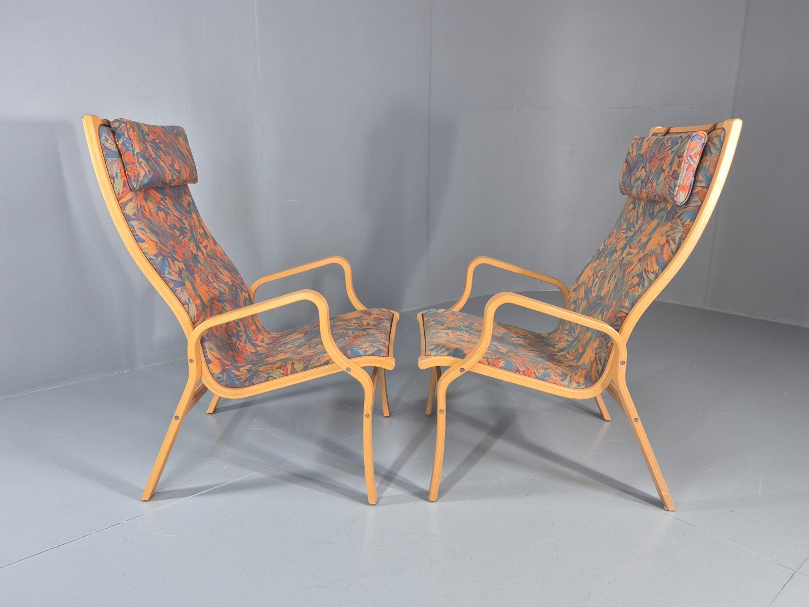 2 Vintage Bentwood Lounge Chairs Finn Ostergaard 1980s Retro MCM EB11338 MBEN14