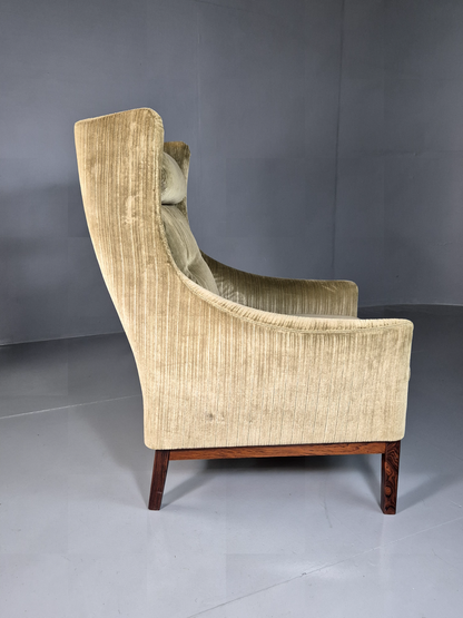 Vintage Swedish Wingback Chair Green Rosewood Bender Ikea 1960s MCM EB6997 MNOR9