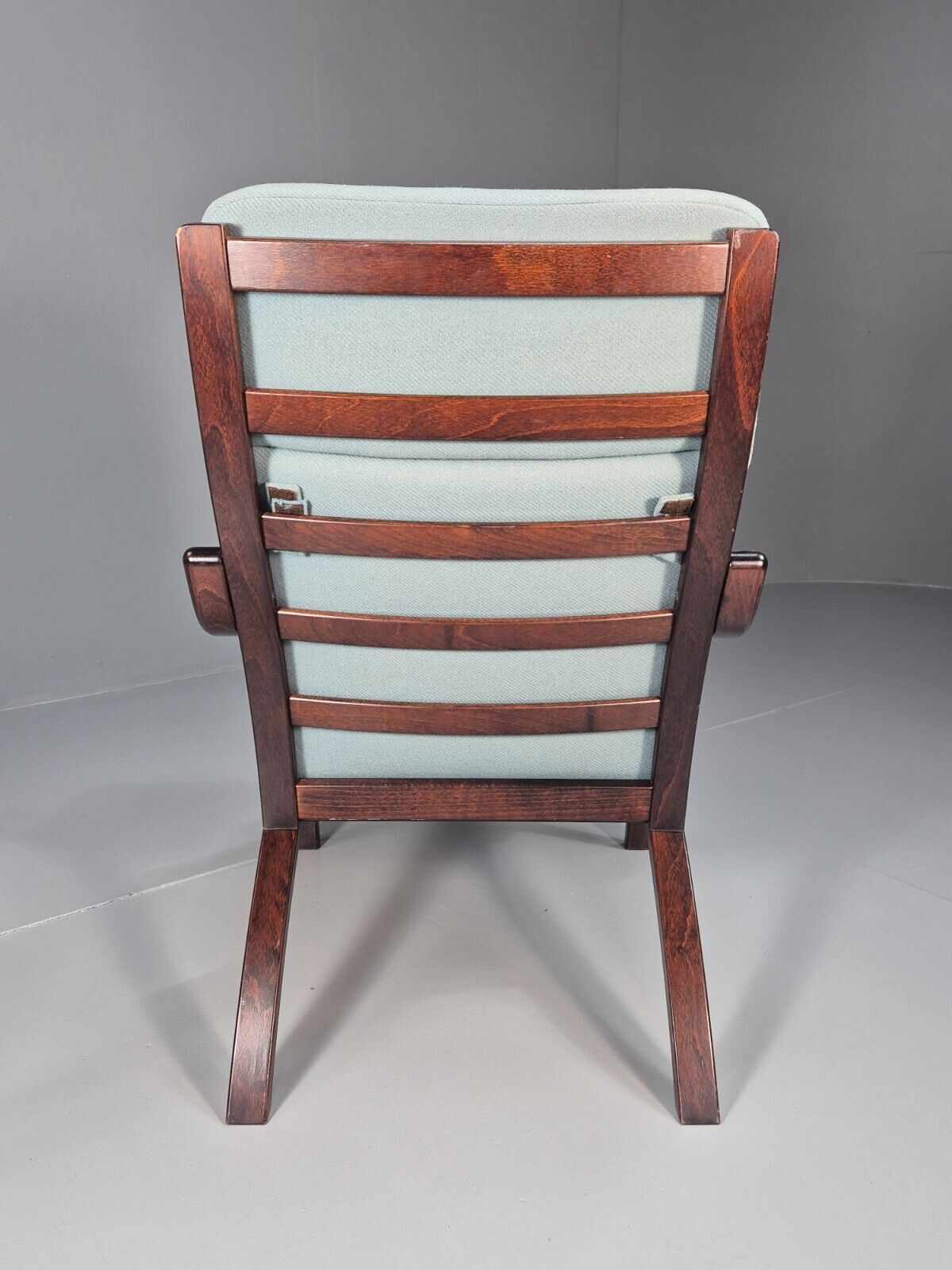 Vintage Danish Lounge Chair Blue Wool Bentwood Stouby 1980s Retro EB8849 NCLO - UKDK FURNITURE