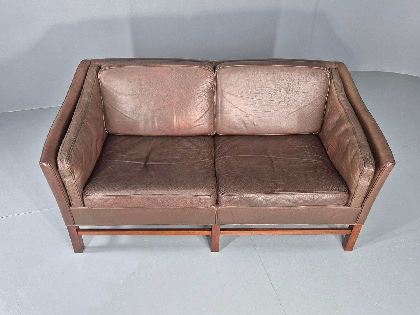 Vintage Danish 2 Seat Sofa Gunnar Grandt Design Brown Buffalo Hide EB9905 M2SS4