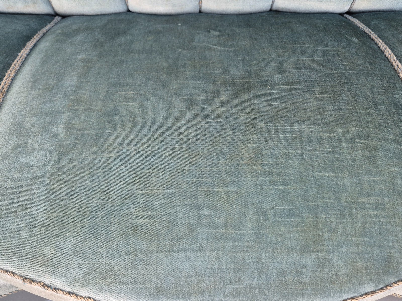 Vintage Danish Art Deco Sofa Blue Velvet Velour Oak Frame Shell Back EB9591 V3SS - UKDK FURNITURE