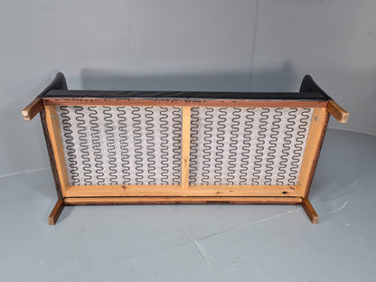 Mid Century Two Seater Sofa Black Leather Vintage Danish 1980s MCM  EB10713 M2SS11