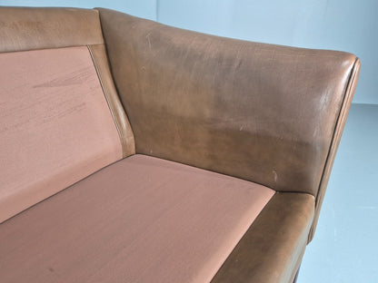 Vintage Danish 2.5 Seater Brown Leather 1970s Retro Mid Century EB11629 M3SS9