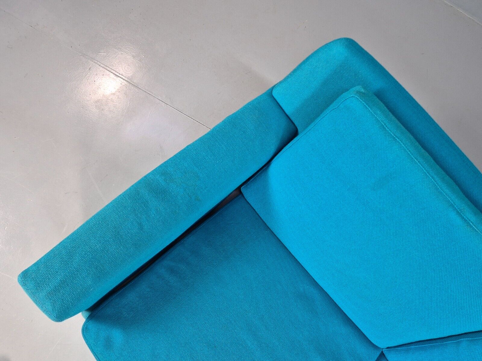 Vintage Danish 2 Seat Sofa Blue Wool Sled Base 1960s MCM Retro EB1372 M2SS - UKDK FURNITURE