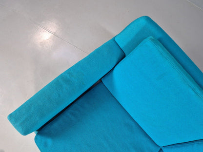 Vintage Danish 2 Seat Sofa Blue Wool Sled Base 1960s MCM Retro EB1372 M2SS - UKDK FURNITURE