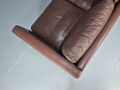 Vintage Danish Two Seater Settee in Brown Leather 1970s Danish Retro EB8351 M2SS16