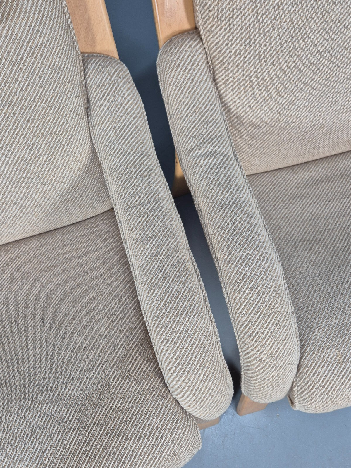 Bentwood Lounge Chairs Pair Oatmeal Fabric Beech Wood Danish Design EB9251 MBEN - UKDK FURNITURE