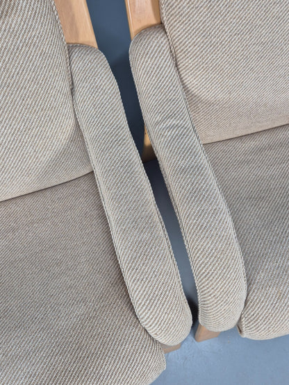 Bentwood Lounge Chairs Pair Oatmeal Fabric Beech Wood Danish Design EB9251 MBEN - UKDK FURNITURE