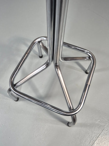 Vintage 1980s Bar Sttol Chrome and Black Vinyl Bauhaus Retro EB11275 MDIN13