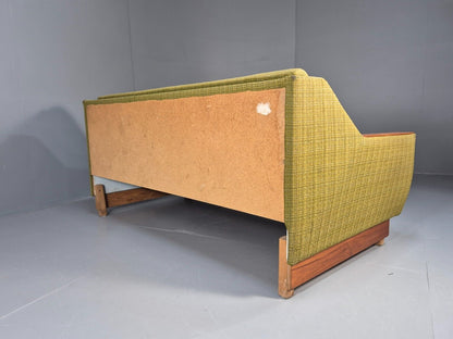 Vintage Danish 2 Seat Sofa Green Wool Teak Arms Retro MCM EB8900 M2SS - UKDK FURNITURE